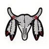 Buffalo Skull Longhorn Indian Feather Patch for Iron-On or Sew