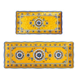Le Cadeaux Melamine 10 x 5 inch Biscuit Tray and 15 x 6 inch Baguette Tray Serving Set, Toscana