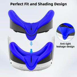 Relohas Deluxe VR Accessories for Meta Quest 3, Safe 2 in 1 Silicone Case Set for Oculus Quest 3, Include Upgraded Lens Protector, Face Cover (Blue)