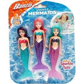BANZAI 3 Piece Sparkle Mermaid Dive Toys - Glittery Sparkle Tails