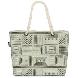 VOID Africa Tribal Beige Ethnic Pattern Beach Bag Shopper 58 x 38 x 16 cm 23L XXL Shopping Bag Travel Bag Beach Bag, multicoloured