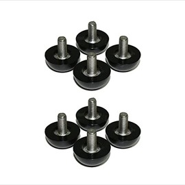 6mm x 1/2" Long Thread Stud Adjustable Glides for Patio Furniture Black (8)