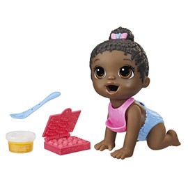 Baby Alive Lil Snacks Doll - Eats/Phee Children's Artists Protect to Bloons Dolly, 8-Inch Baby Doll, Snack Box Mold, Black Hair
