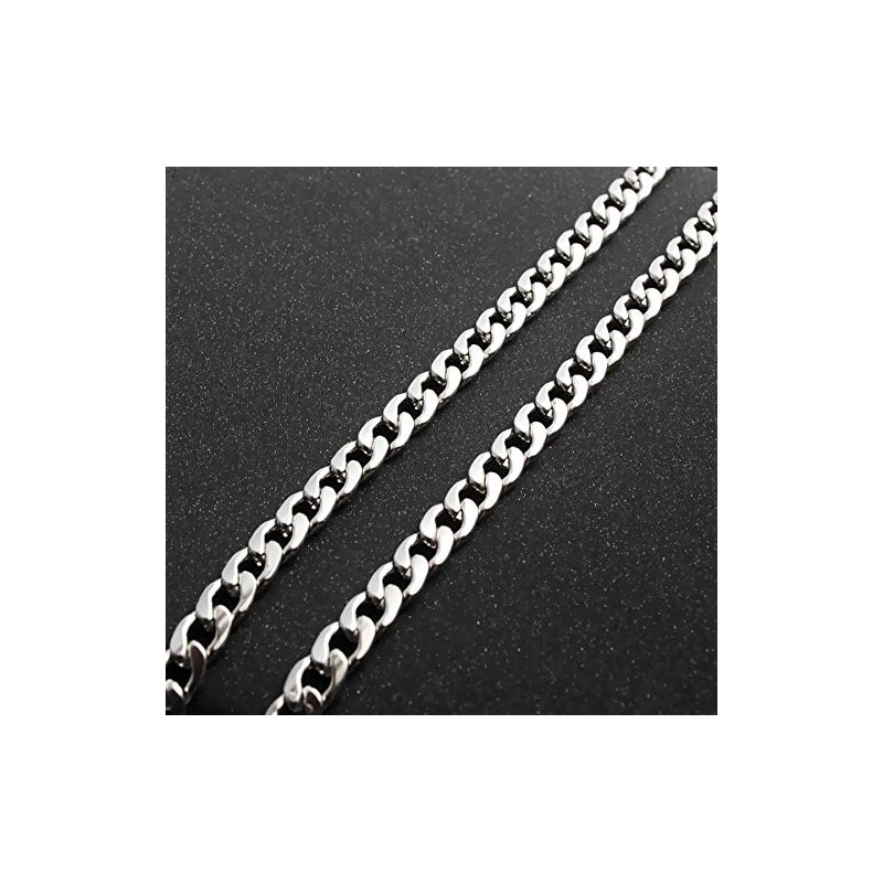 r_planning Silver Necklace, Curb Chain, Simple Design, Accessory, Unisex, Unisex