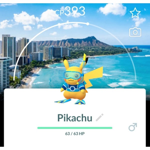 Pokémon Go Scuba Pikachu | Hawaii Background | Registered Trade