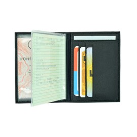 MACEMARO TRADING Credit Card Holder Credit Card Holder Credit Card Case Credit Card Case EC Credit Card ID Leather Car Licence Black Women Men Viewing Window 6 Compartments, black, Classic