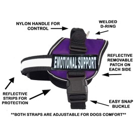 Doggie Stylz Emotional Support Dog Vest with 2 Free Hook and Loop Removable Emotional Support Animal Patches, Reflective Lightweight Cool Soft Adjustable K9 Harness (Girth 12”- 16" Purple)