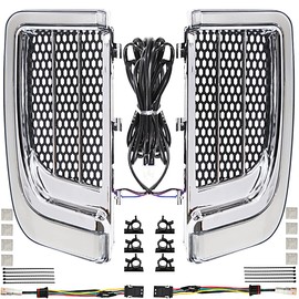 LED Light Running Turn Signal Lower Fairing Grills Switchback Flare Fit for Harley Touring Road Glide Street Glide Electra Glide 2014-2023 (Chrome)
