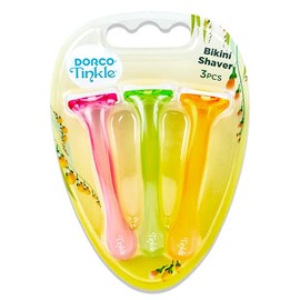 Tinkle Recortadora de bikini | 1 paquete de 3 maquinillas de afeitar desechables | Tira de humedad para afeitado de áreas sensibles | Kit de día de sp