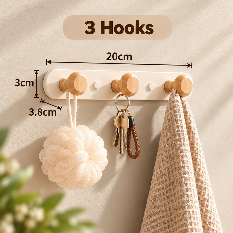 No-Drill Wall Coat Rack for Clothes & Bags – Carbon