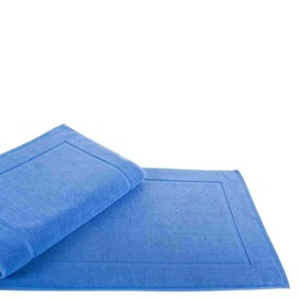 ETÉREA® Bath Mat Set of 2 50 x 80 cm [100% Cotton] - Carli Blue - Shower Mat Quick-Drying - Bath Mats & Bath Rugs - Bathroom Mat - Washable - Terry Cloth Bath Mat with 850 g/m²