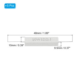 PATIKIL 5Pcs 12 Ohm Resistors, 10W Ceramic Cement Resistor Power Cement Resistor Kit Tolerance 5% for Power Adapters Audio Computer TV Circuit Board