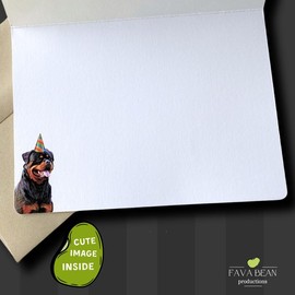 Fava Bean Productions Happy Birthday Card with Dogs, Rottweiler Card (1 Premium Card, 5x7 inches, Blank Inside) Dog Themed Birthday Card with Rottie, Happy Birthday from Dog, Cute Birthday Card - 341