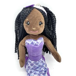 The Petting Zoo, Mermaid Doll, Mermaid Gifts for Girls, Plush Mermaid Doll, 12 inch (African American)