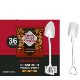 Dots Homestyle Pretzels Original Seasoned Twists – 36 Individual 1oz Snack Bags – Bold Savory Flavor, Perfect for On-the-Go, Lunches, or Sharing with Candy Freezer Mini Metal Shovel Spoons