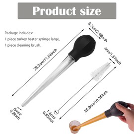 2 Pcs Turkey Baster, Baster for Cooking, Turkey Oil Dropper with Brush, Turkey Baster for Cooking, Cooking Turkey Injector Long Turkey Baster for Oiling and Marinating Turkey Beef Pork Fish (Black)