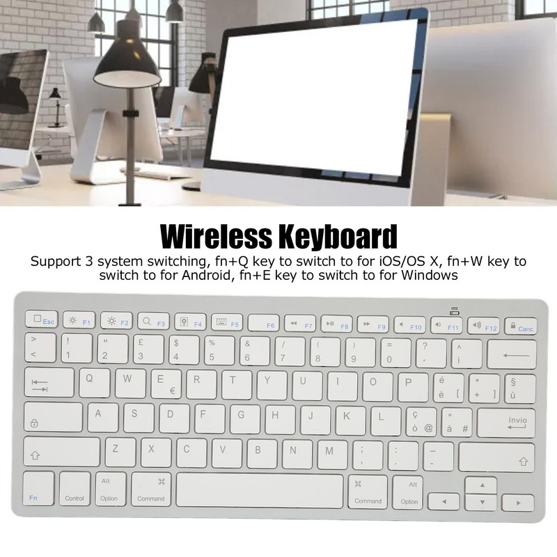 Wireless Keyboard Mini 78 Keys Ultra Thin Portable White Computer