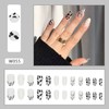 Glue on Nails Pointed Medium Length, 24Pcs Full Cover Reusable