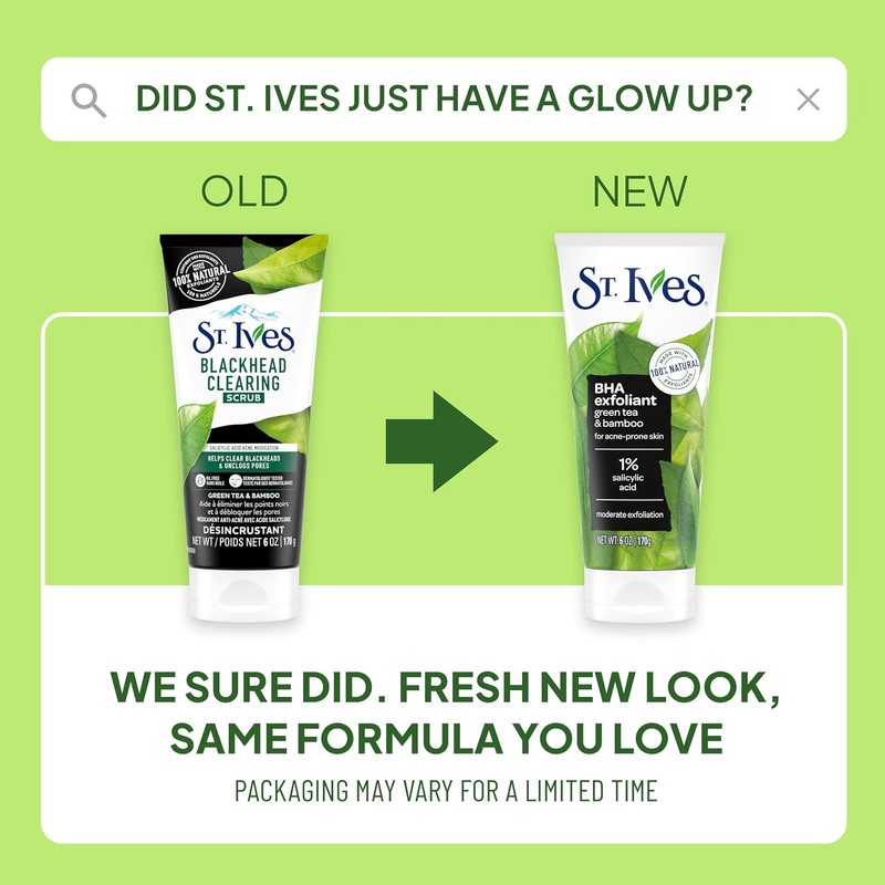 St. Ives Exfoliante Facial, Té Verde y Bambú, 170g