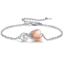 SOLOLIKE Infinity Urn Bracelet for Ashes for Women: Sterling Silver Rose Gold Cremation Jewelry Bracelets for Women - Ashes Keepsake Memorial Jewelry Gifts for A Loss of Loved Ones