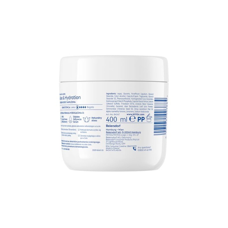 NIVEA- Crema corporal de aloe e hidratación 13,52 oz (1)