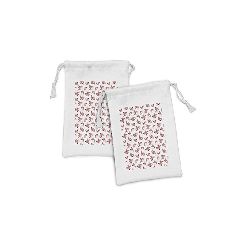 Lunarable Red Fabric Pouch Set of 2, Japanese Carp Fishes