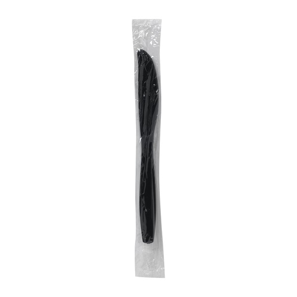 Dixie Individually Wrapped 7" Heavy-Weight Polypropylene Plastic Knife by GP PRO (Georgia-Pacific), Black, PKH53C, (Case of 1,000)