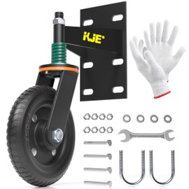 KJE 8 Inch Heavy Duty Fence Gate Wheel, Gate Wheel -600 LBS Capacity Spring-Loaded Gate Caster with 360° Rotation, Fence Gate Wheel Dual Mount Straight/U-Bolt for Metal Tube Wooden Farm Gate