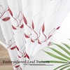 Tollpiz Burgundy Red Leaf Sheer Curtain Leaves Embroidered Bedroom Curtains
