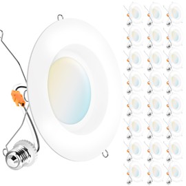 Sunco 24 Pack 6 Inch LED Can Lights, Retrofit Recessed Lighting, Smooth Trim, 965 LM, 13W (60W Equivalent), Selectable CCT 3000K/4000K/5000K/6000K/6500K, Dimmable, Damp Rated UL