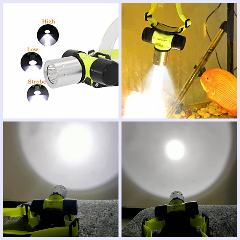 LED Diving Head Torch, Super Bright 10000 Lumens XML T6