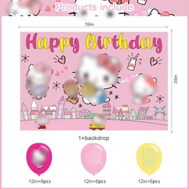 Cartoon Cats Birthday Party Backdrop Photo Background Cute Cartoon Cats Birthday Party Decorations Banner Super Kitties Girls Theme Photography Backdrop