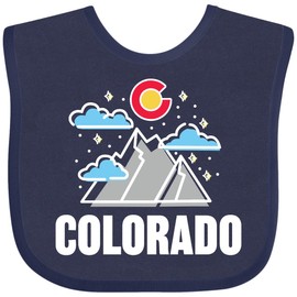 inktastic Colorado Mountains and Clouds Baby Bib Navy Blue 3c466