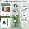 Binecer Corner Shower Caddy Tension Pole-4 Tier Adjustable Bathroom Shower