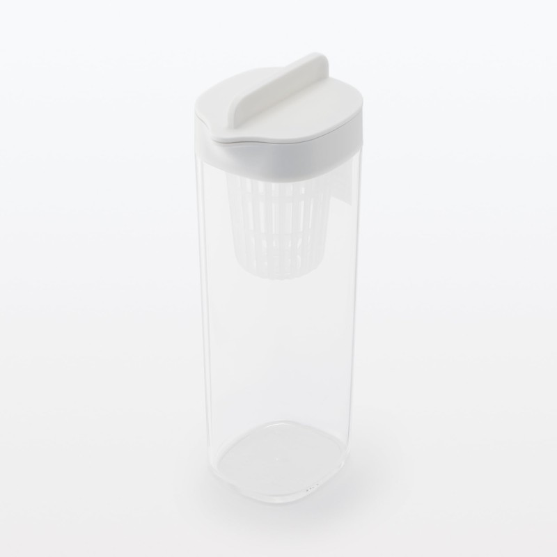 Muji MDC48A2A Horizontal Water Bottle with Strainer, White, Approx. 3.3