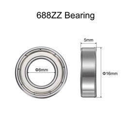 sourcing map 10pcs 688ZZ Bearing 8x16x5mm, Chrome Steel Double Shielded Miniature Bearing, Lubricated Deep Groove Ball Bearings, P6 (ABEC 3)