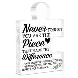 Thank You Appreciation Gifts for Teachers Mentor Nurse, Retirement Goodbye Gift for Coworker Boss, Never Forget You Are the Piece that Made the Difference Acrylic Puzzle Piece Office Desk Decor