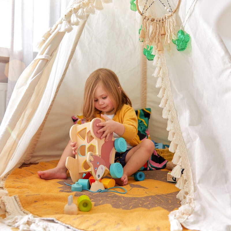 HABA Pulling Squirrel Wooden Shape Sorter and Pull Toy