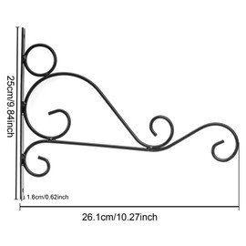 KEILEOHO 6 PCS 10 Inches Hanging Plant Bracket, Wall Mount Metal Plant Hanger with Screws, Iron Plant Brackets for Hanging Baskets Plants Flower Wind Chimes Bird Feeders Indoor Outdoor Home Decor