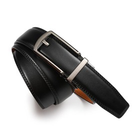 VRLEGEND Leather Belt Men's Automatic Belt Men's Leather Men's Belt Automatic Suit Belt Jeans Belt Men Adjustable Buckle 3.5 cm Wide, black