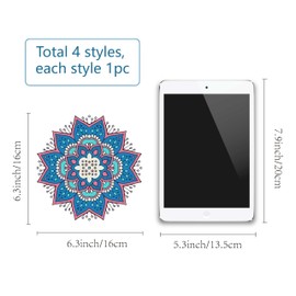 GORGECRAFT 4PCS Flower of Life Window Decal Meditation Static Window Clings Colorful Mandala Non Adhesive Window Film Circle Sliding Glass Door Stickers for Prevent Stop Birds Dogs Pets Strikes