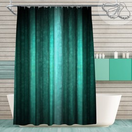 Gibelle Teal Shower Curtain, Cool Glass Texture Ombre Turquoise Shower Curtain, Abstract Modern Waterproof Fabric Bathroom Shower Curtain Set with Hooks, 72 x 72