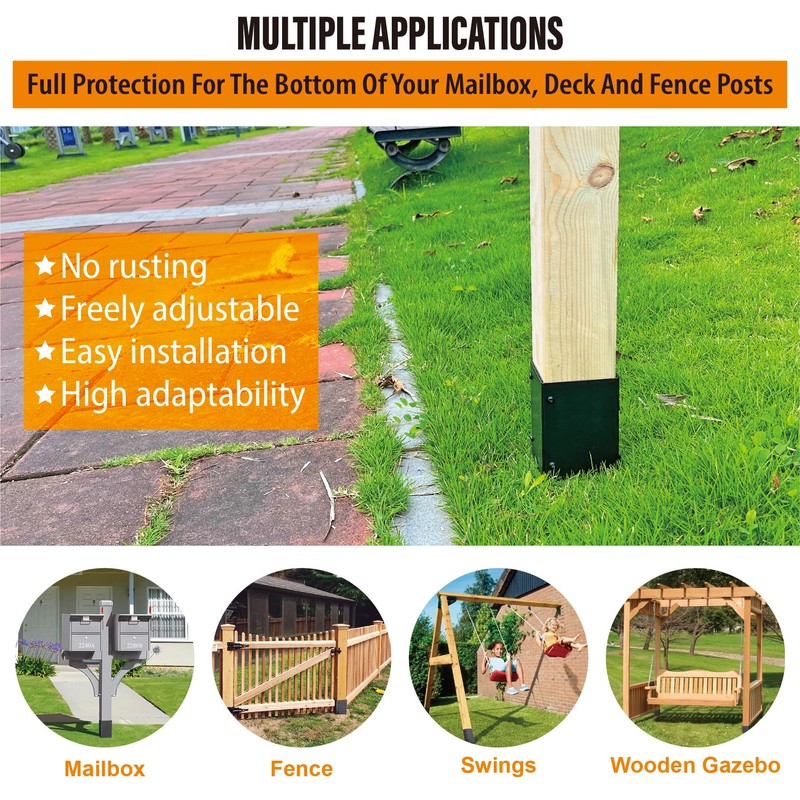 WOCEPU Stainless Steel Adjustable (Range 3.3"-6") Post Protector, Protects Wooden