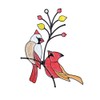 Finyoffiy Red Birds Red Glass Decorative Bird Wall Decoration Metal