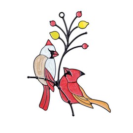 Finyoffiy Red Birds Red Glass Decorative Bird Wall Decoration Metal Birds Stained Acrylic Window Hangings for Courtyard Creative Windows Doors Decor (A)