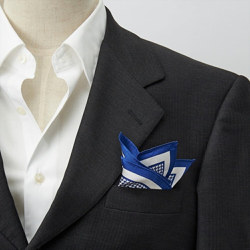 Ojier Men's Pocket Square, 100% Silk, Houndstooth Lattice, Formal, Business,