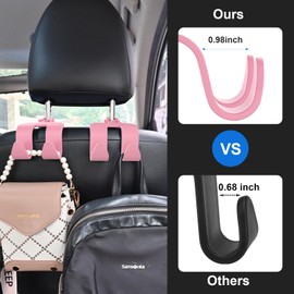 Flymic - Ganchos para reposacabezas de coche, 2 en 1 mejorados, organizador de ganchos para reposacabezas de coche, accesorios interiores universales para bolso y bolsa, color rosa, 2 unidades
