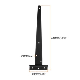 uxcell 12 Inch Door Tee Hinge, 2Pcs T Strap Hinges Shed Door Hinge Durable Gate Hinges for Wooden Fences Yard Doors Barn Gate Wooden Box, Black