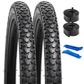 YUNSCM 2-PCS 20" Mountain Bike Tires 20x1.75/47-406 and 20" Bike Tubes Schrader Valve Compatible with Off Road Bike 20 x 1.75 Bike Bicycle Tires and Tubes (Y-672)