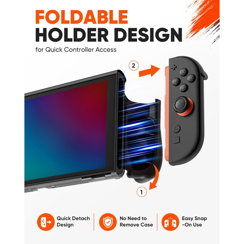 Switch 2 Grip Case, Dockable Protective Cover with Screen Protector